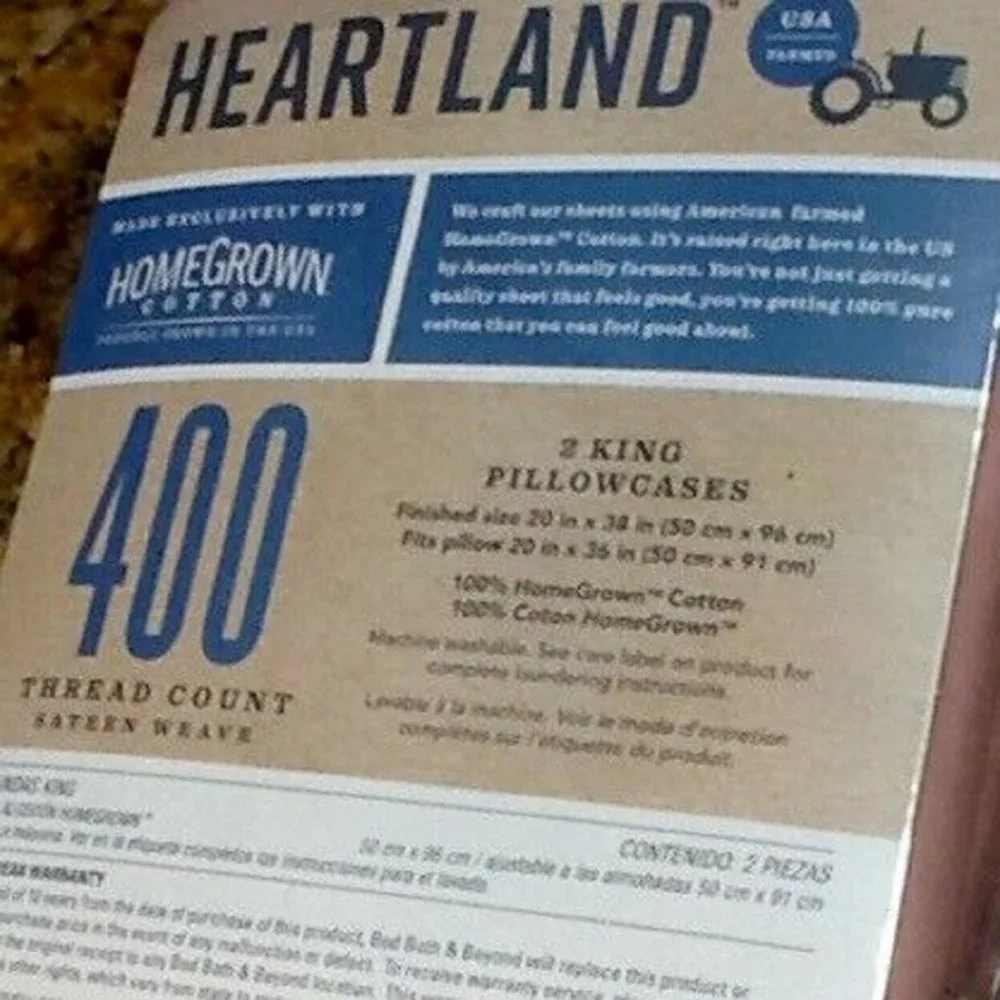 new PEACH Heartland 400 Thread Count 100% Cotton Sateen KING Pillowcases